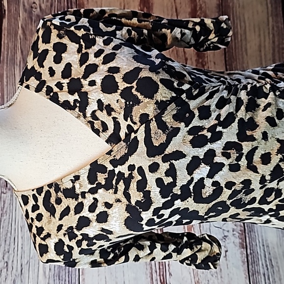 NEW STYLE & CO LEOPARD PRINT 3/4 GATHERED SLEEVE PULLOVER TOP BLOUSE - Picture 2 of 13